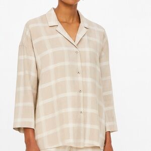 NWOT Lafayette148 Analeigh Windowpane Shirt Tunic L